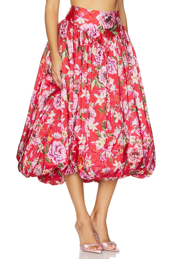 view 2 of 6 Peony Midi Skirt in Red