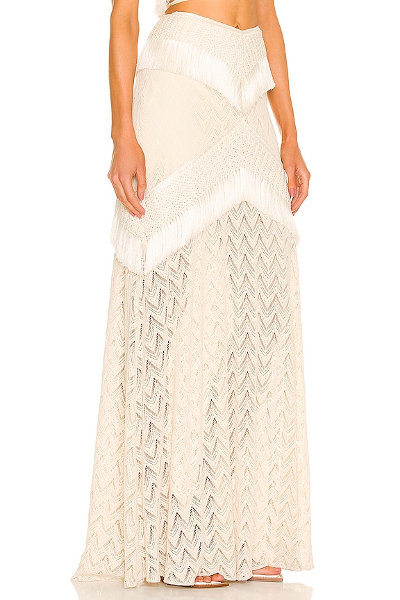 view 2 of 4 Samba Fringe Trim Maxi Skirt in Off White