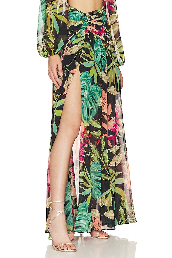 view 2 of 4 FALDA MAXI TROPICALIA SLIT in Black