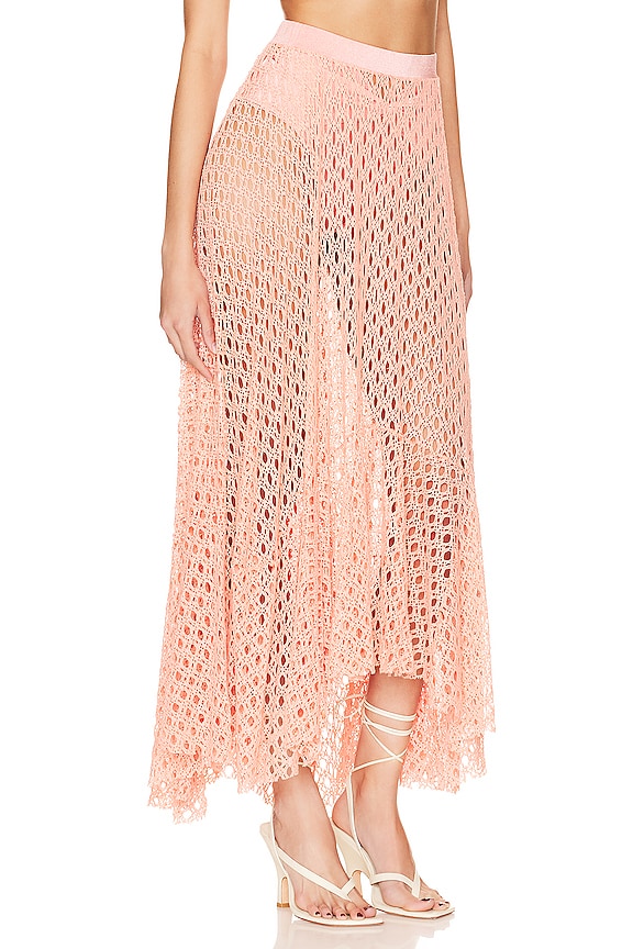 view 2 of 4 Monstera Netted Beach Skirt in Apricot