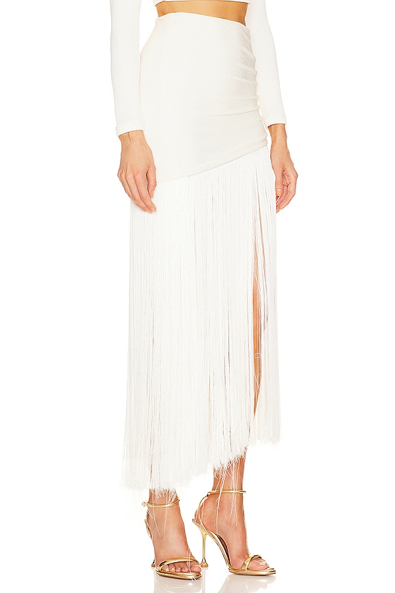 view 2 of 4 Knit Fringe Trim Midi Skirt in Ecru