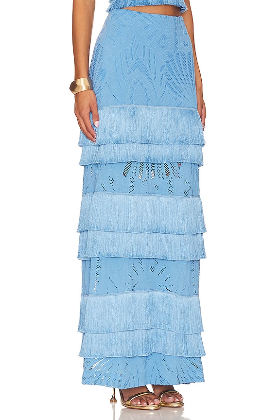 view 2 of 4 Fringe Lace Maxi Skirt in Sky