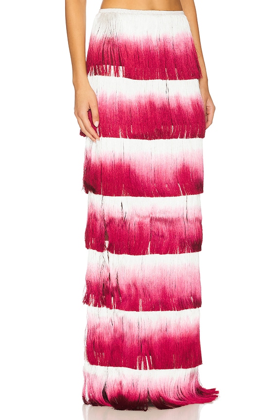 view 2 of 6 FALDA LARGA CON FLECOS in Dark Red