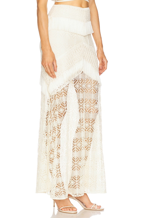 view 2 of 6 Samba Fringe Long Skirt in Off White