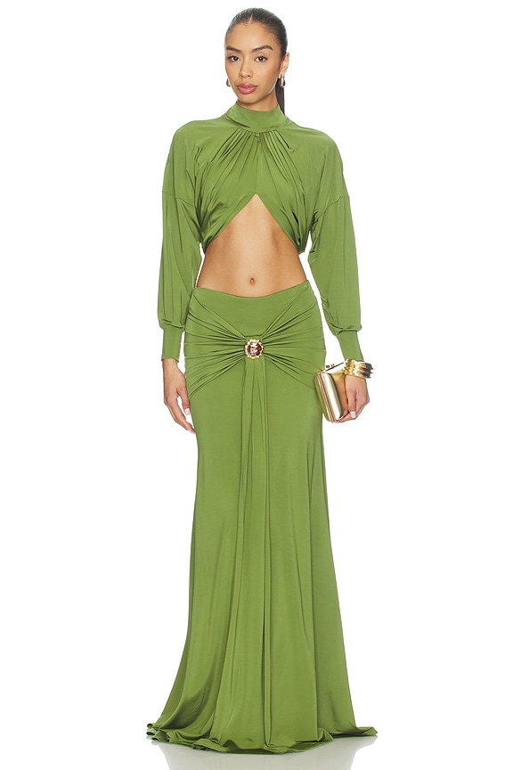 PatBO Intensity Jersey Maxi Skirt in Green | REVOLVE