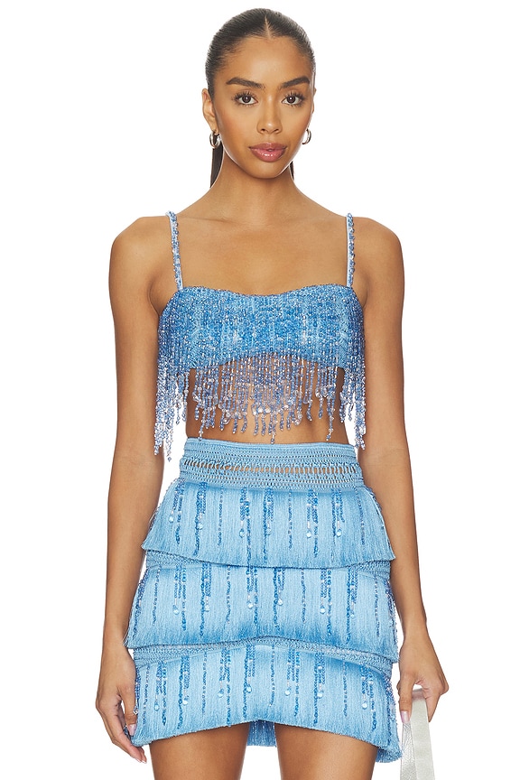 view 1 of 5 Clara Fringe Top in Blue