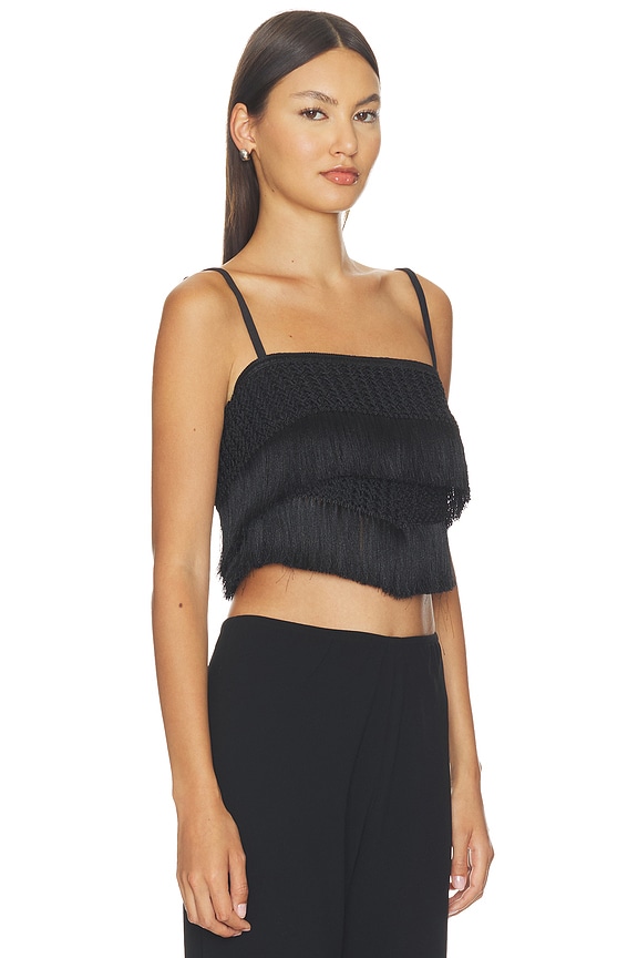 view 2 of 5 Ayla Fringe Top in Black
