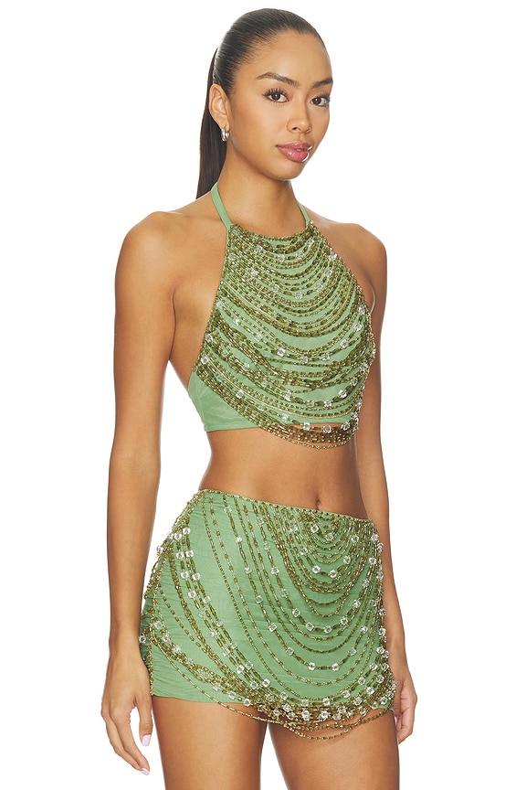 view 2 of 5 Linea Embroidery Top in Green