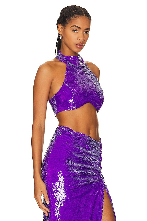 view 2 of 5 TOP CON CUELLO ALTO Y LENTEJUELAS in Purple