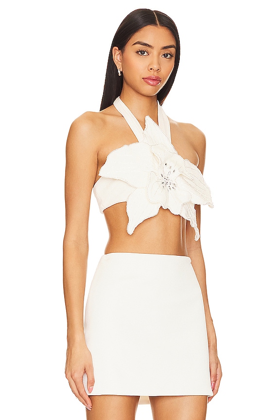 view 2 of 5 ТОП FLOWER APPLIQUE HALTER in Ivory
