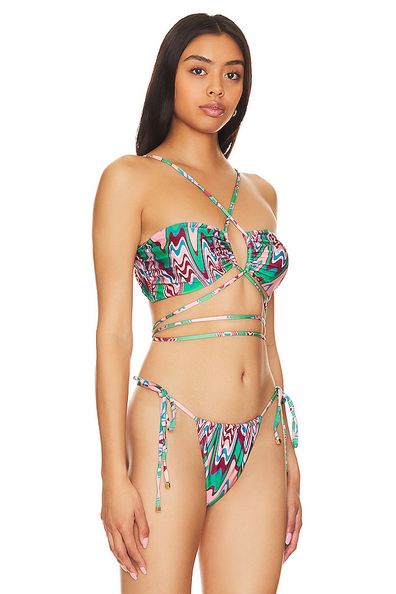 view 2 of 4 Wave Bikini Top in Green Multi