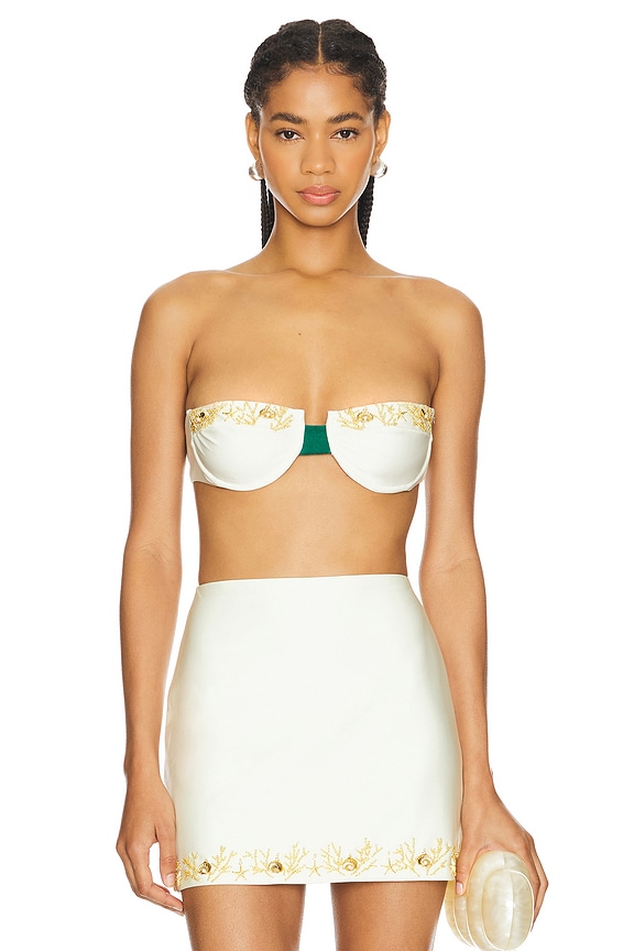 view 2 of 6 Portofino Hand-Beaded Bikini Top in Ivory