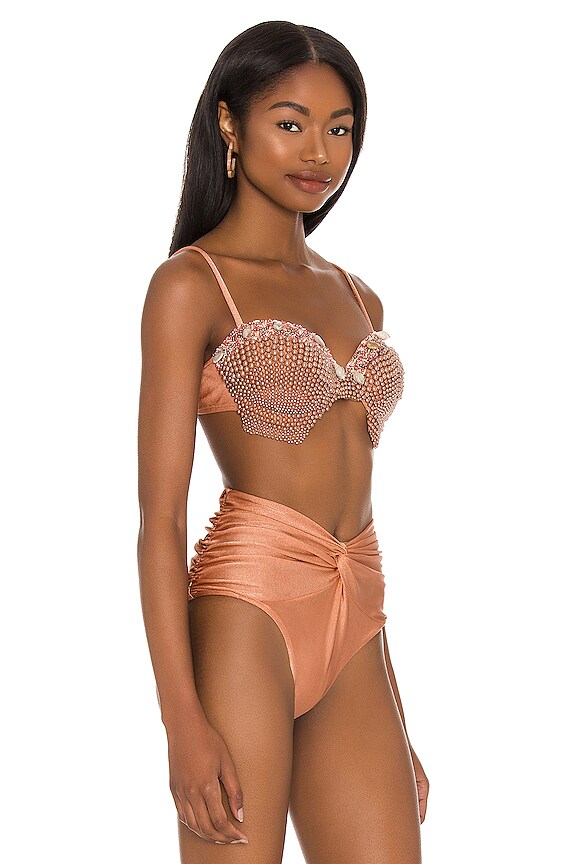 view 2 of 5 Seashell Beaded Bikini Top in Almond
