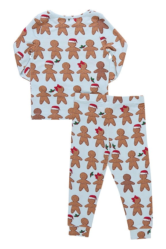 view 2 of 2 Kids Bamboo Pj Set in Light Blue Gingerbread