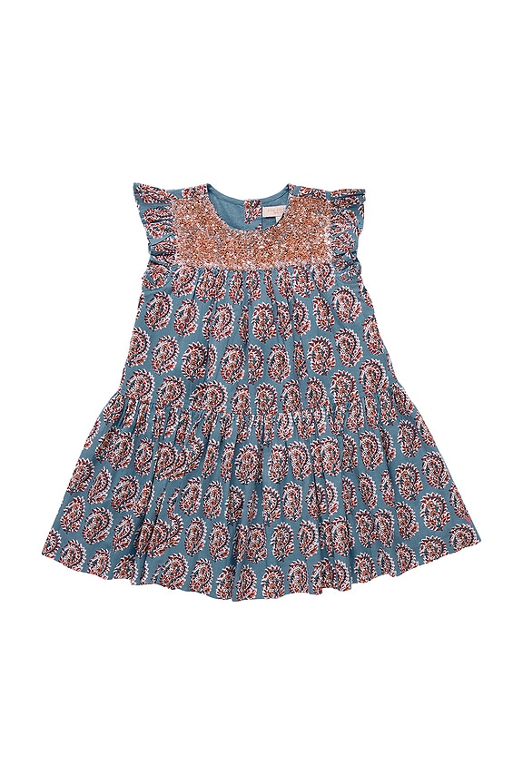 view 1 of 3 Fiona Ruffle Dress in Blue Paisley
