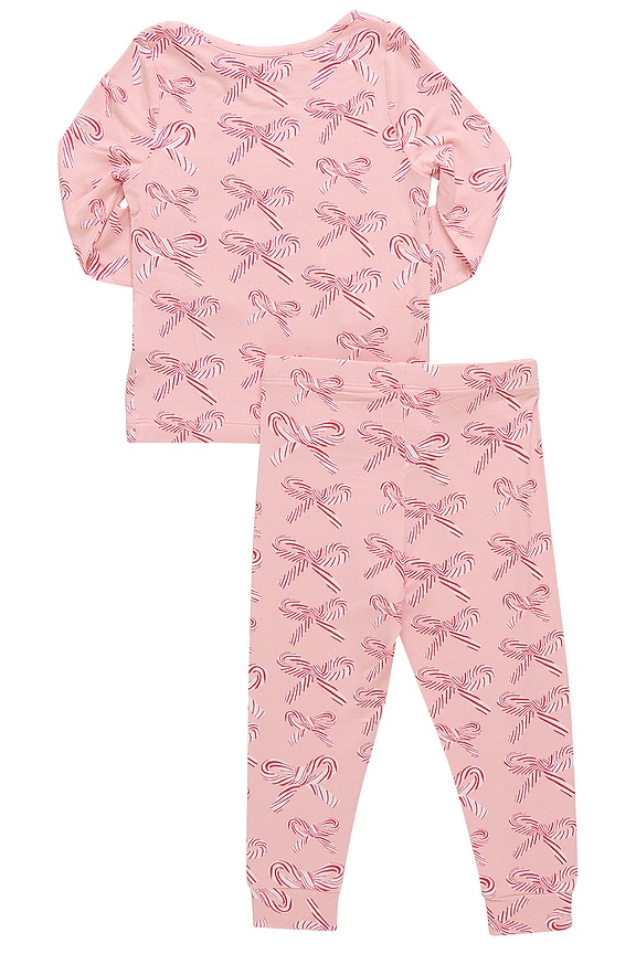 view 2 of 2 Kids Bamboo Pj Set in Candy Cane Bows