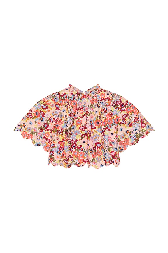 view 1 of 2 Girls Scallop Misha Top in Burgundy Sketched Floral