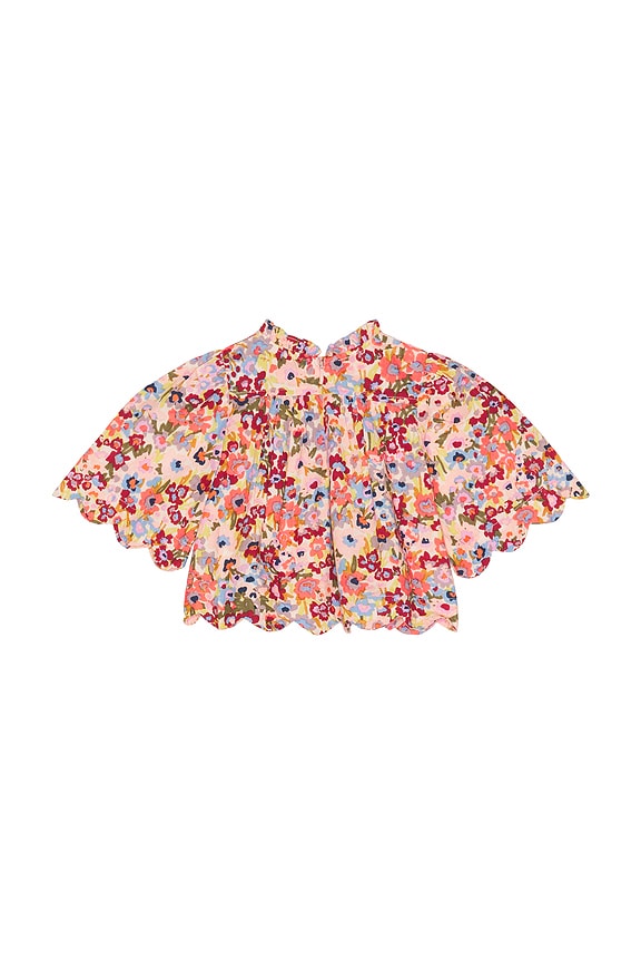 view 2 of 2 Girls Scallop Misha Top in Burgundy Sketched Floral