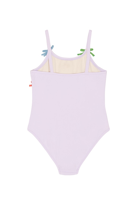 view 2 of 2 Girls Lottie Swimsuit in Lavender Multi Bow Applique