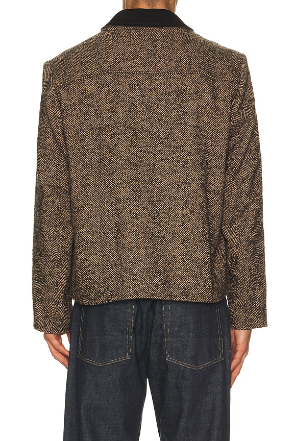 view 2 of 5 Herringbone Boxy Cropped Jacket in Brown