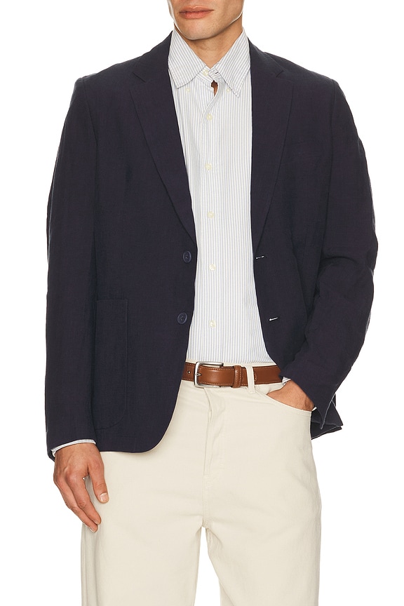 view 1 of 4 Tailored Linen Blazer in Navy