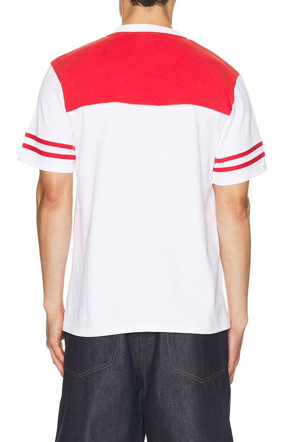 view 2 of 4 Cut And Sew Regular Tee in White & Red
