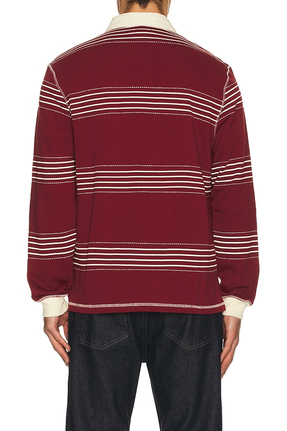 view 2 of 4 Editor Striped Rugby Polo in Burgundy