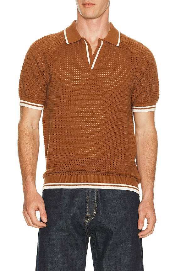 view 1 of 4 Casa Martini Knitted Tennis Polo in Brown