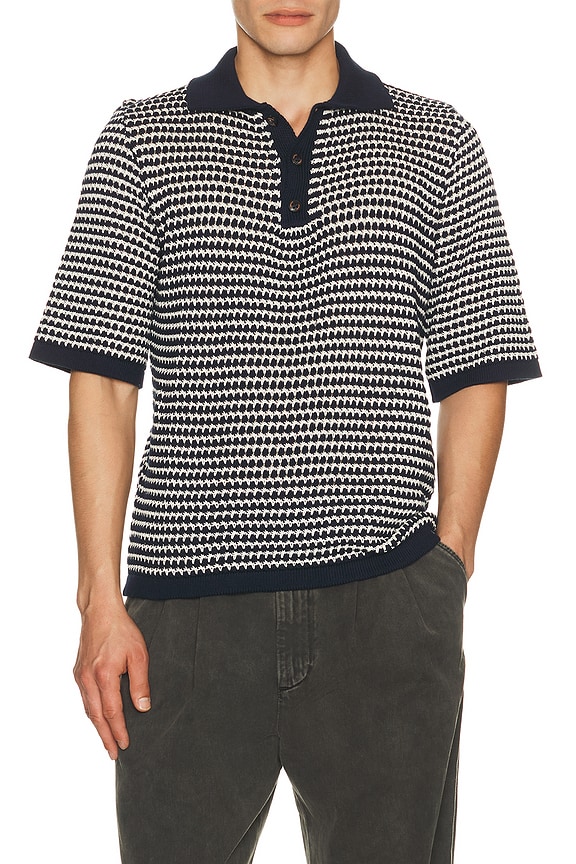 view 1 of 4 Island Crochet Button Polo in Navy