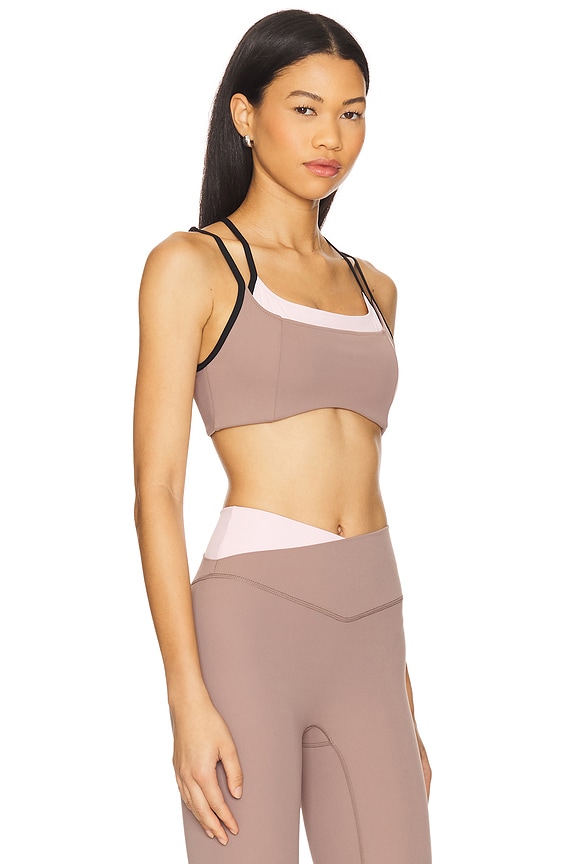 view 2 of 4 Distortion Sports Bra in Clay & Chalk Pink