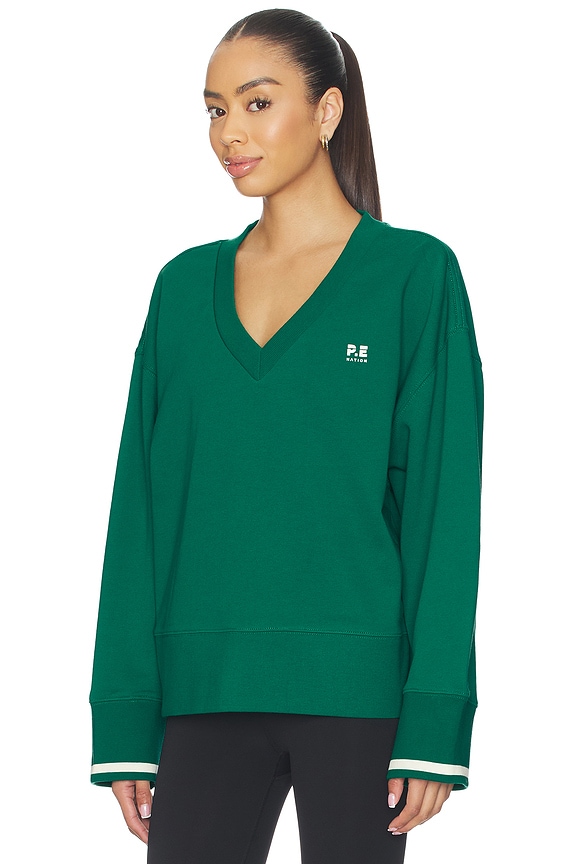 view 2 of 5 Courtside V-neck Sweatshirt in College Green