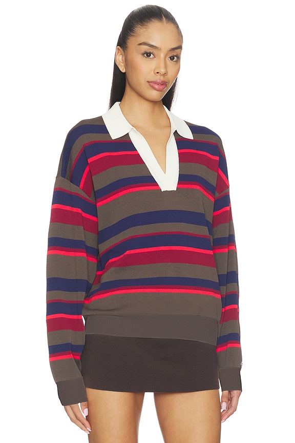 view 2 of 4 Retreat Stripe Collar Knit Pullover in Strawberry Stripe