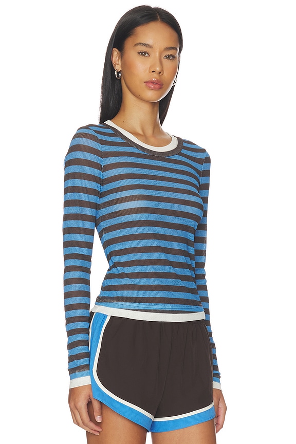 view 2 of 4 Serene Stripe Longsleeve Tee in Coffee Stripe