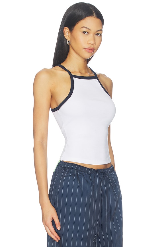 view 2 of 4 Beyond Tank Top in White & Dark Navy