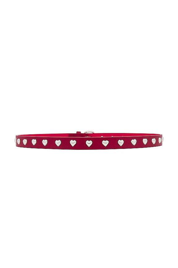 view 2 of 3 Studded Heart Belt in Red & Silver