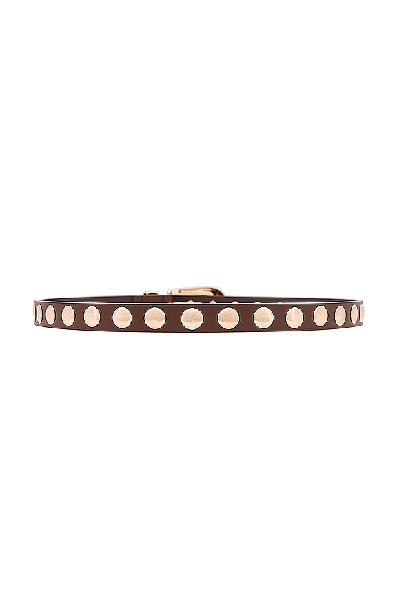 view 2 of 3 Phoenix Belt With Disc Studs in Brown & Gold