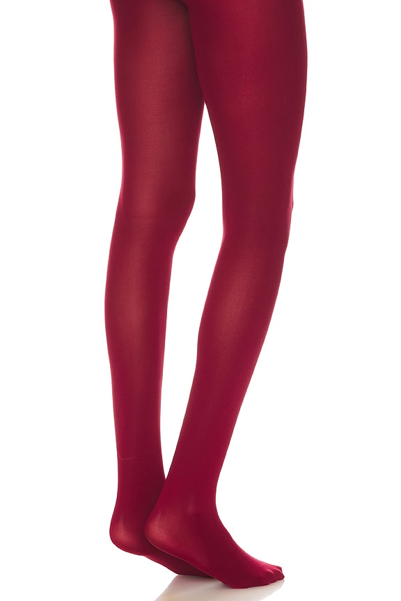 view 2 of 3 Solid Tights in Burgundy