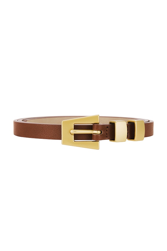 view 1 of 3 Modern Slim Belt in Brown & Gold