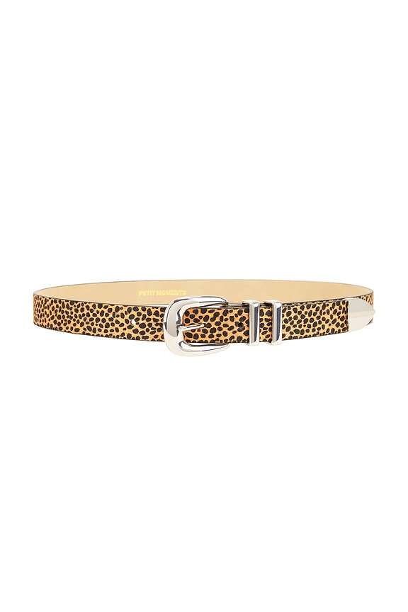 view 1 of 3 Atlas Faux Fur Belt in Leopard & Silver