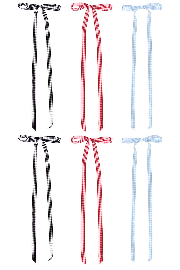 view 2 of 3 Gingham Hair Bows 3 Packs in Red, Blue, And Black