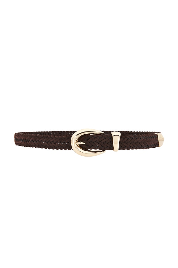 view 1 of 3 CINTURÓN BRAIDED in Dark Brown Suede & Gold