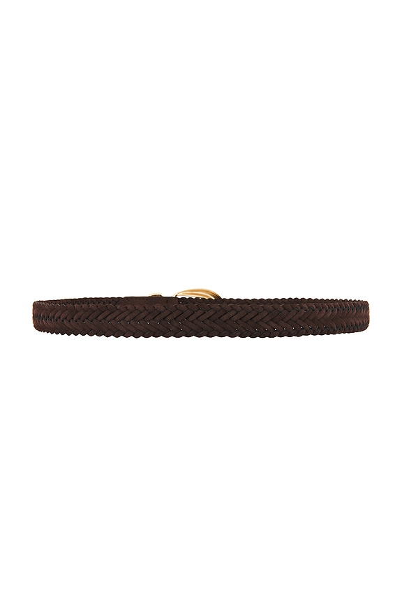 view 2 of 3 CINTURÓN BRAIDED in Dark Brown Suede & Gold