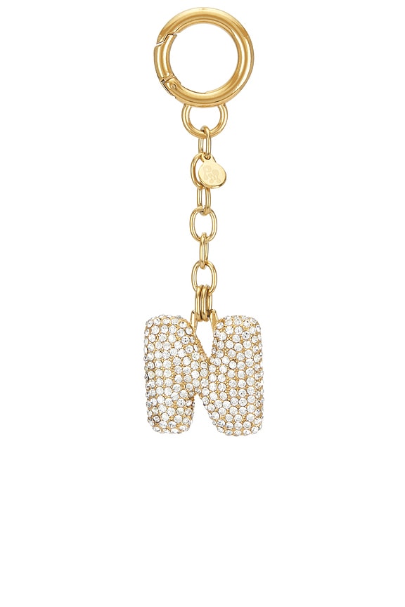 view 1 of 6 Bubble Initial Pave Keychain in Gold