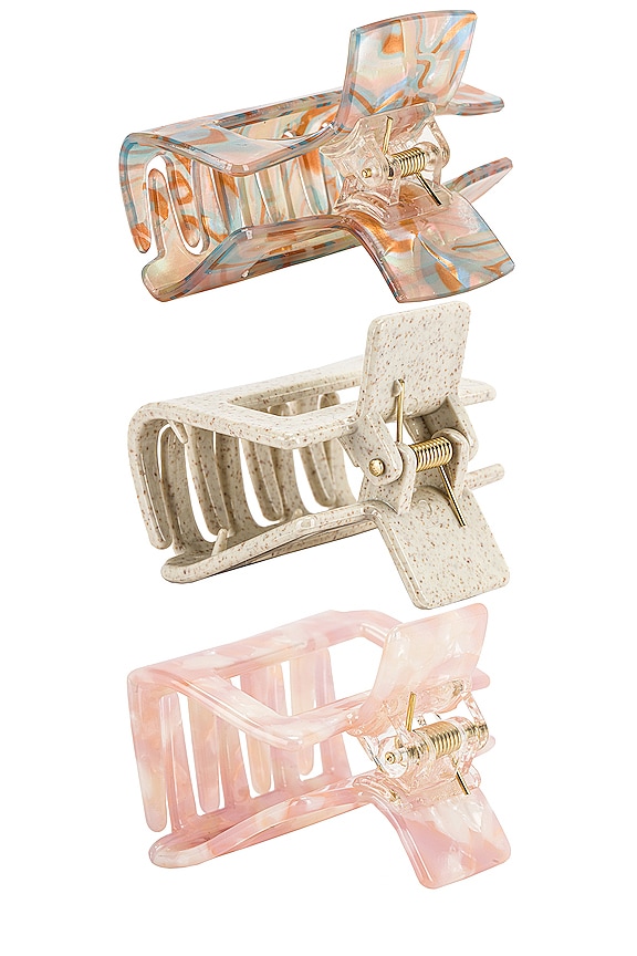 view 2 of 2 Claw Clip Set in Pink Swirl