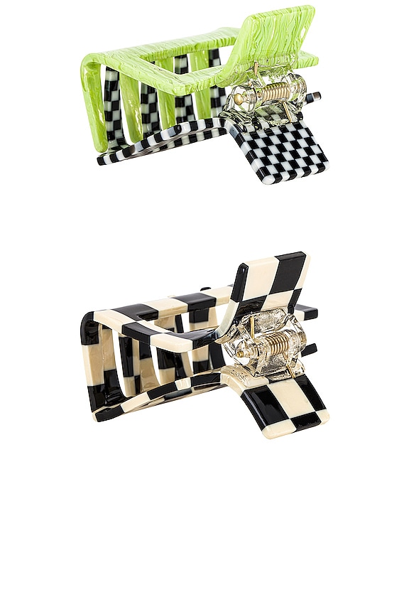 view 2 of 2 CHECKERED ヘアクリップセット in Checkered & Check Mate