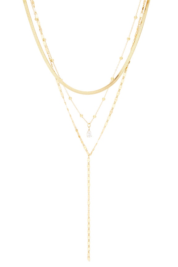 view 2 of 3 COLLAR LARIAT STONE in Gold