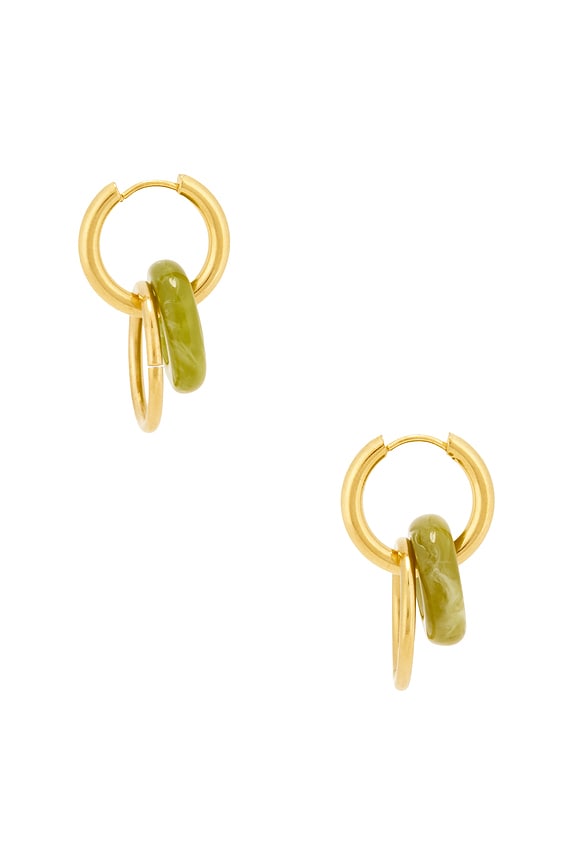 view 2 of 3 PENDIENTES DE ARO JADE CIRCLE HOOP in Jade & Gold