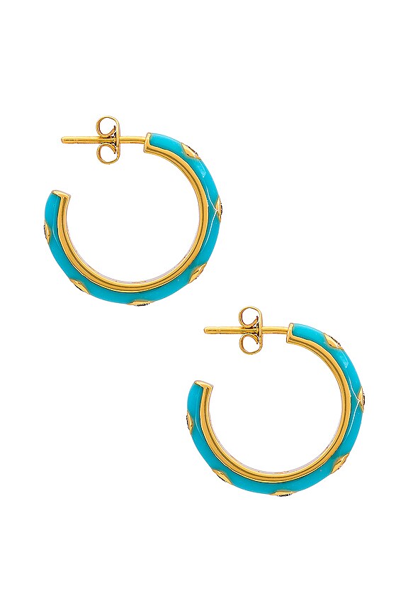 view 2 of 3 Enamel Stone Hoops in Sky