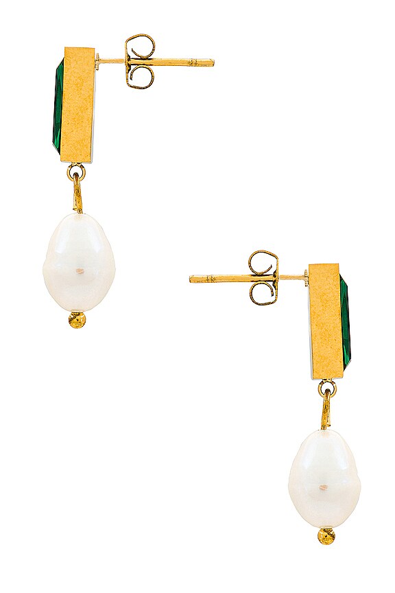 view 2 of 2 LENNNOX 귀걸이 in Gold & Emerald