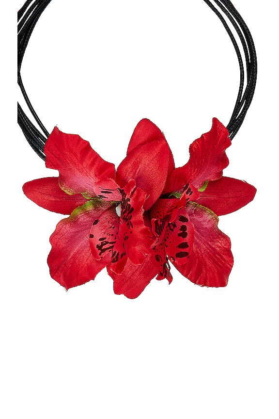 view 2 of 2 COLLIER FLEUR ORCHID in Red & Black